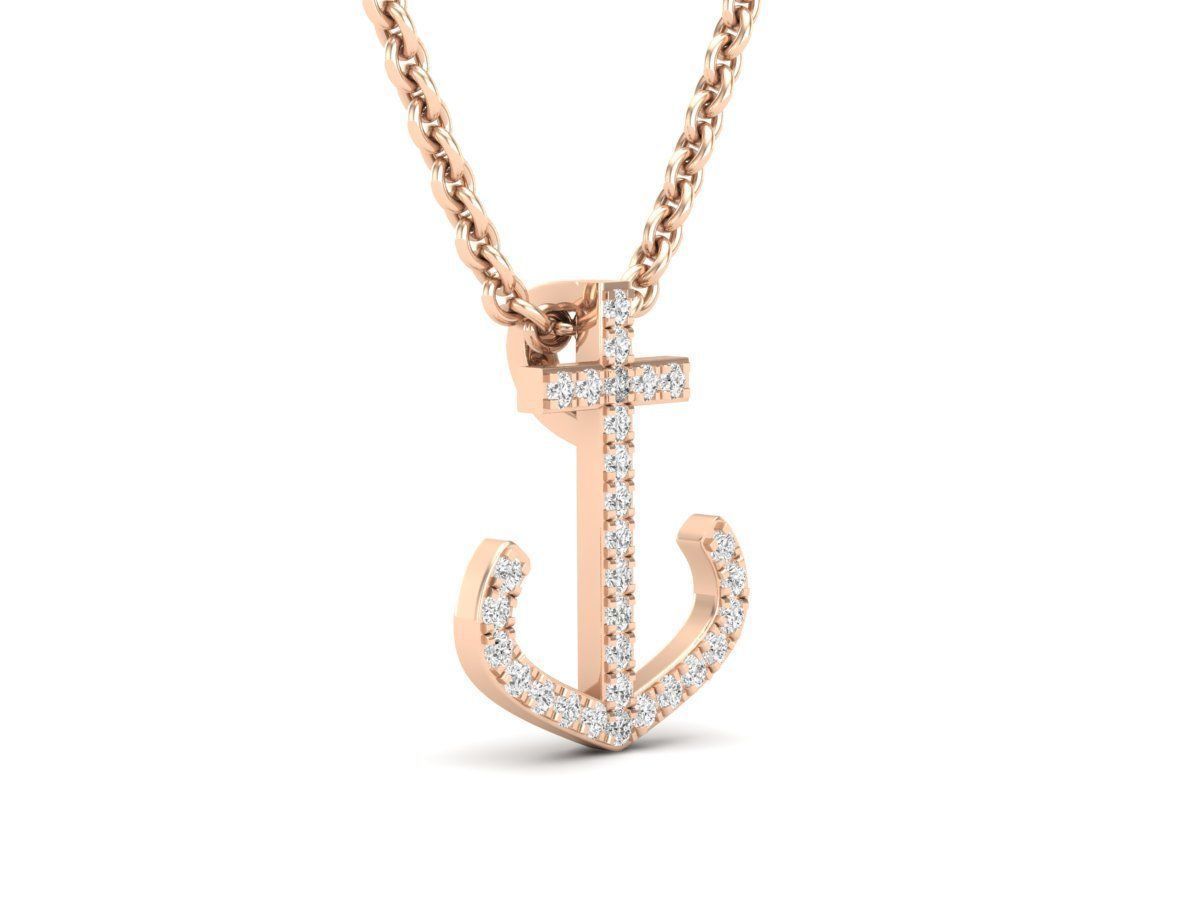 HFS-N041 (15) Sparkling Anchor Silver Necklace with a gleaming anchor pendant