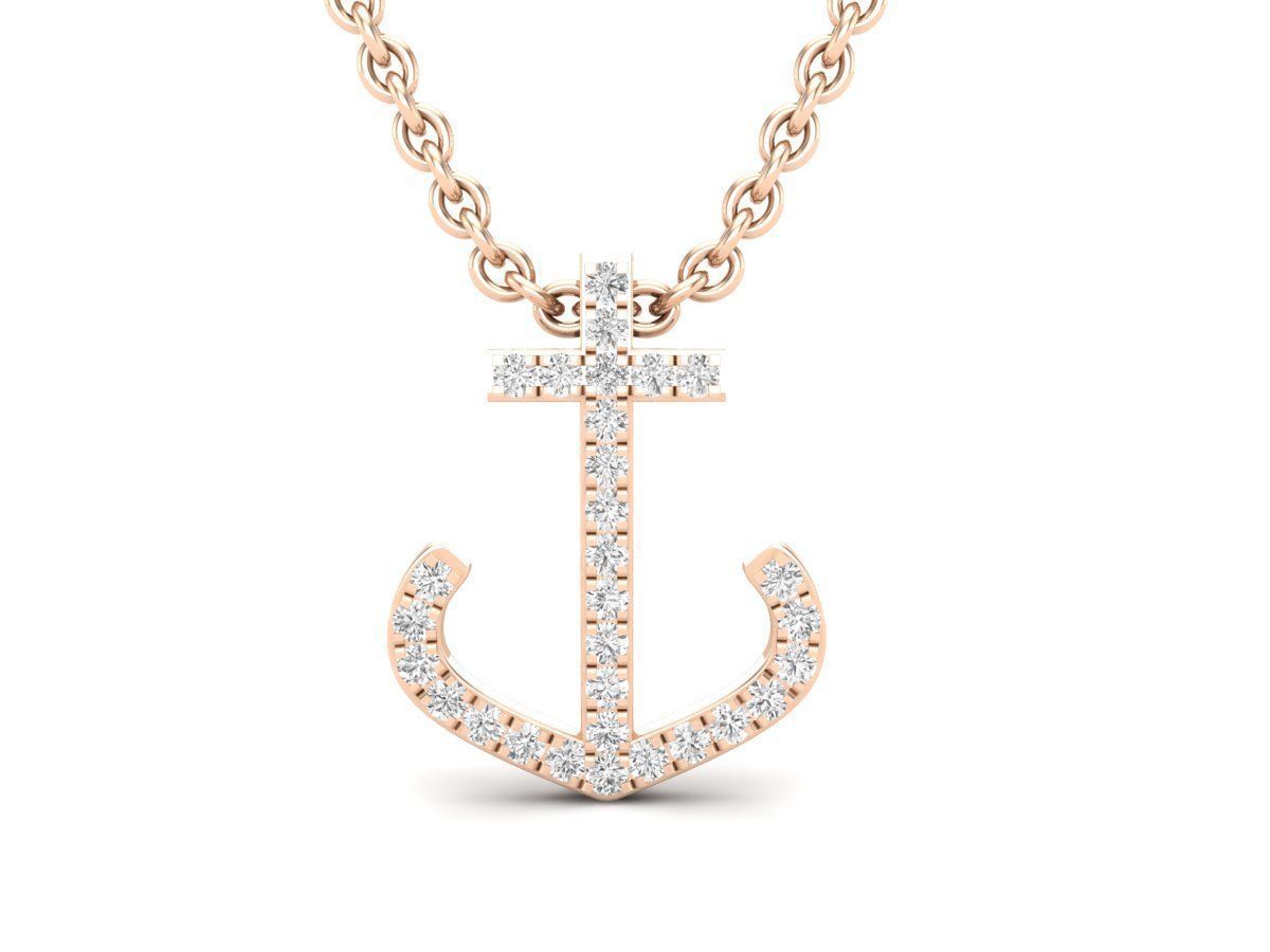HFS-N041 (18) Sparkling Anchor Silver Necklace with a gleaming anchor pendant