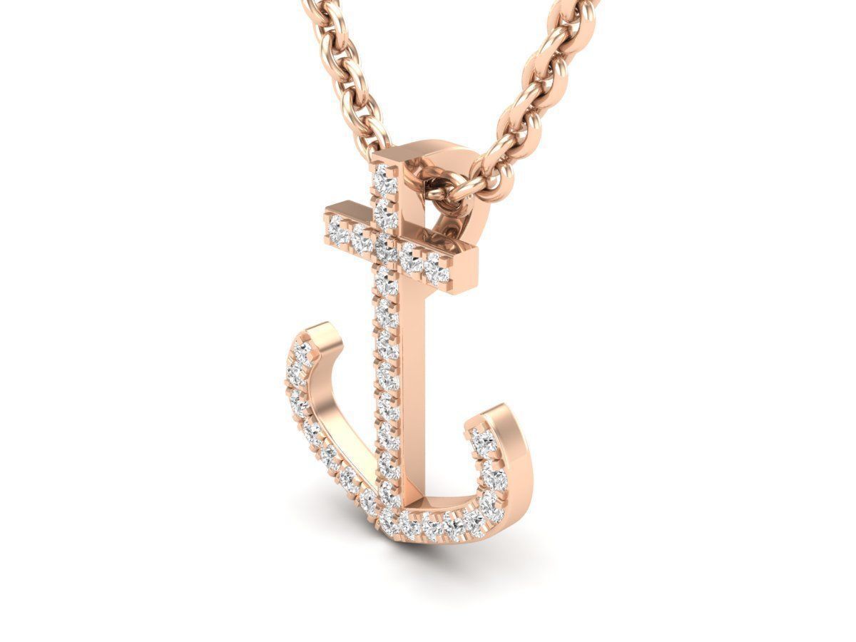 HFS-N041 (20) Sparkling Anchor Silver Necklace with a gleaming anchor pendant