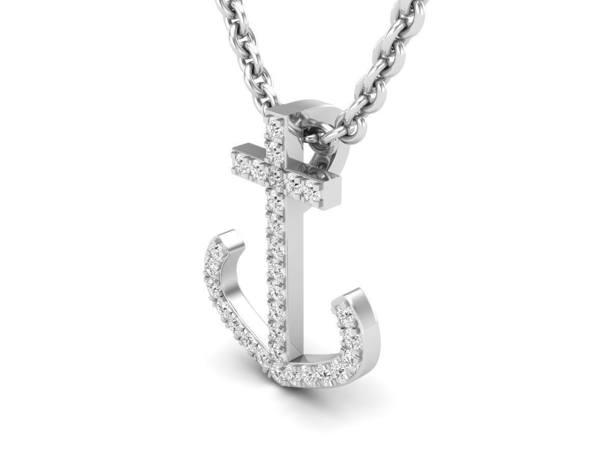 HFS-N041 (3) Sparkling Anchor Silver Necklace with a gleaming anchor pendant