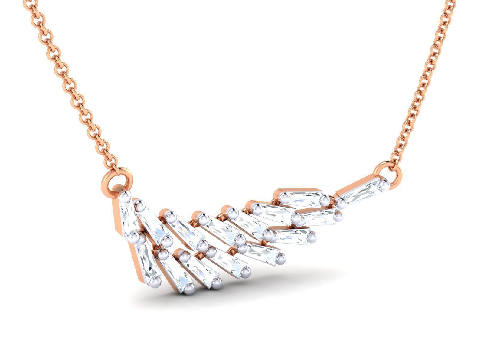 Glittering Silver Feather Necklace featuring a sleek, feather-inspired design with a polished silver finish.