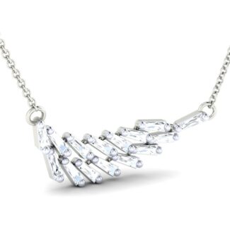 Glittering Silver Feather Necklace featuring a sleek, feather-inspired design with a polished silver finish.