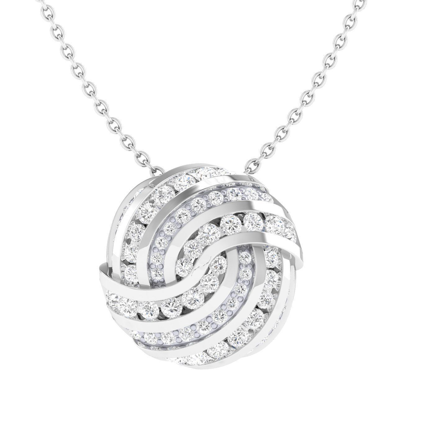 HFS-N044 (5) Sparkling Rounded Silver Necklace with a chic design and dazzling finish.