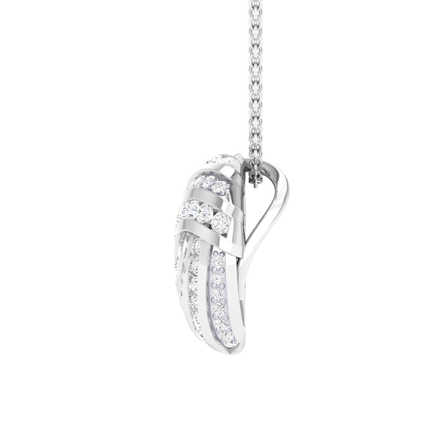 HFS-N044 (7) Sparkling Rounded Silver Necklace with a chic design and dazzling finish.