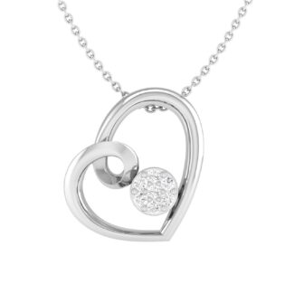 Close-up of Sparkling Heart Circle Necklace with a heart-shaped silver pendant and a sparkling circular accent on a delicate chain.