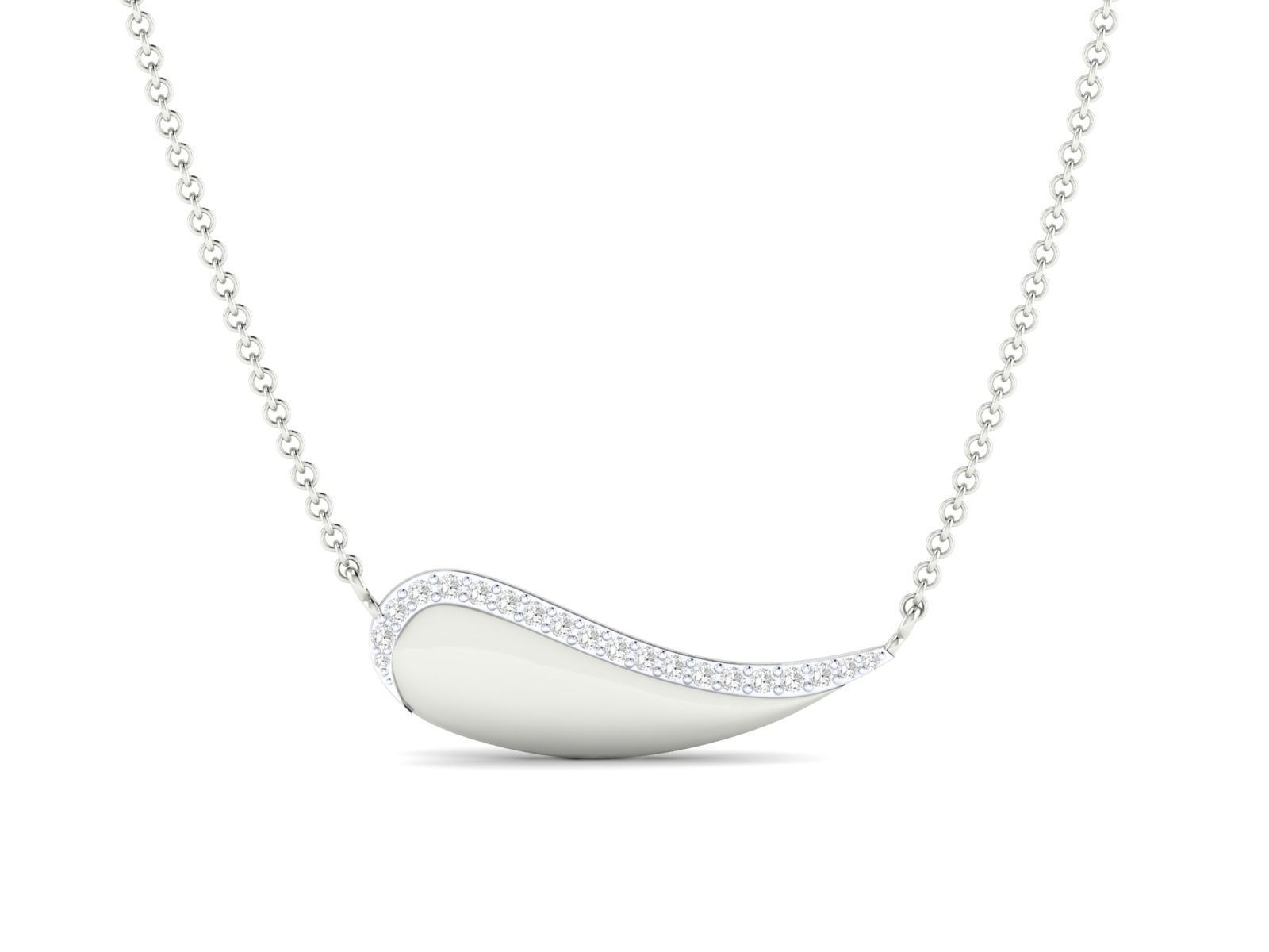 HFS-N047 (12) Curved Sparkling Silver Necklace with a sleek design and dazzling stones.