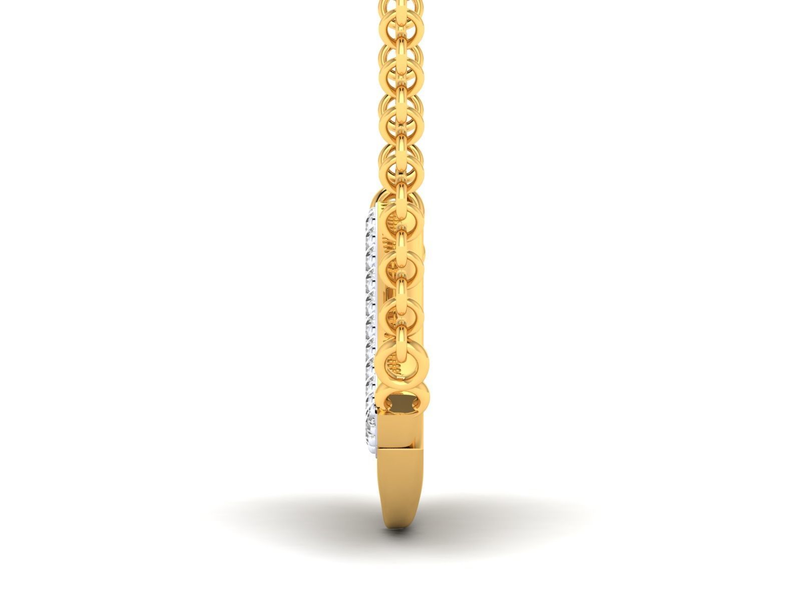 HFS-N047 (3) Curved Sparkling Silver Necklace with a sleek design and dazzling stones.