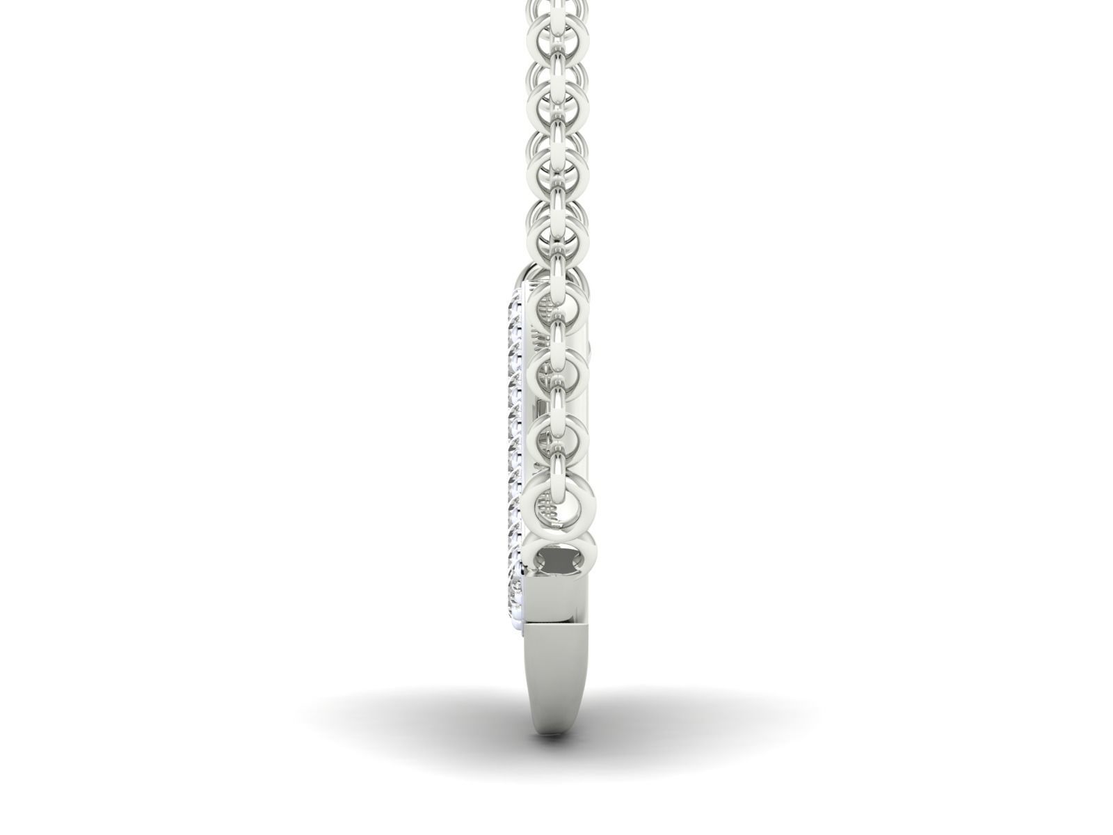 HFS-N047 (4) Curved Sparkling Silver Necklace with a sleek design and dazzling stones.