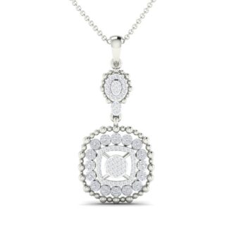 Radiant Silver Geometric Necklace with intricate layered design.