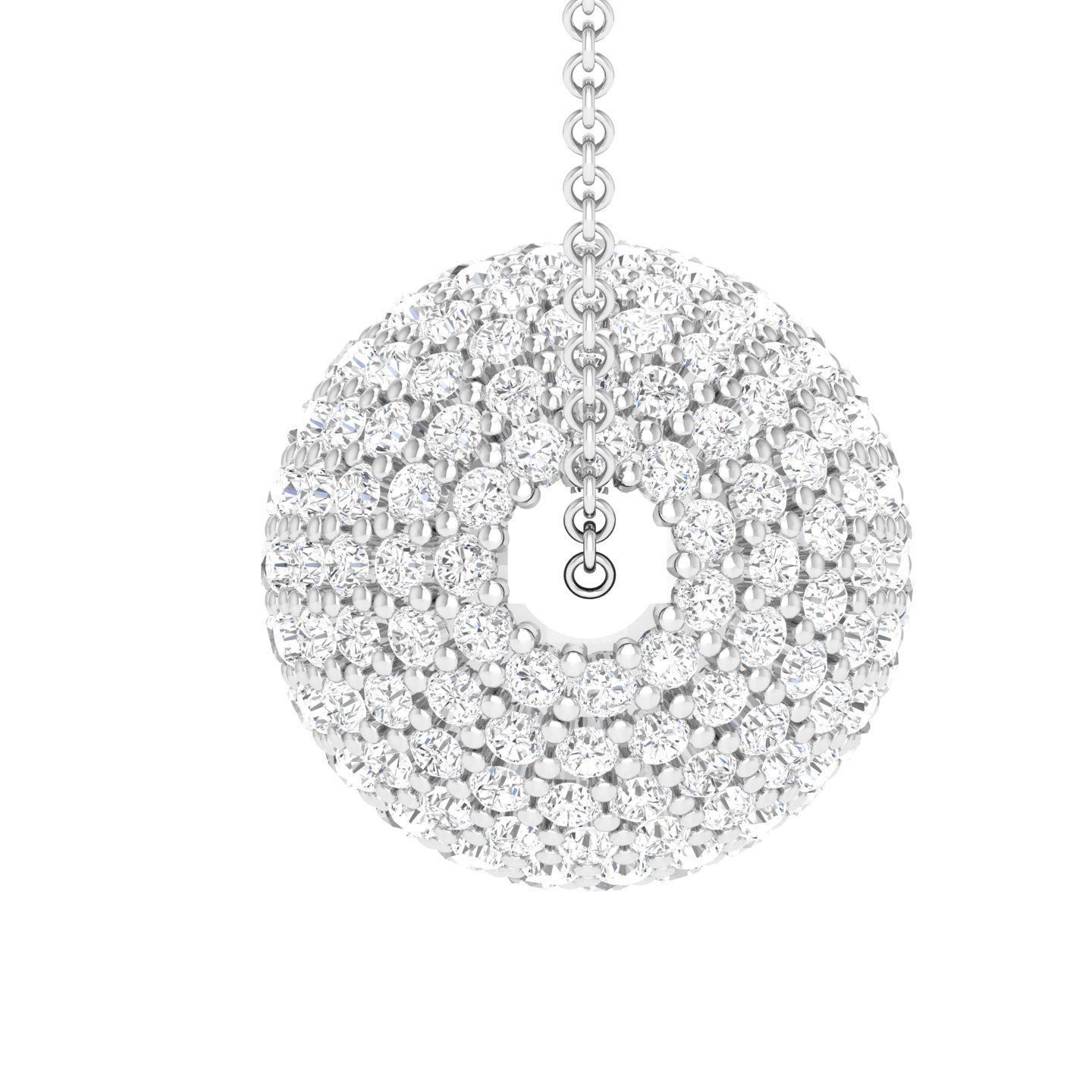 HFS-N049 (1) Glittering Ball Silver Necklace with sparkling ball pendant