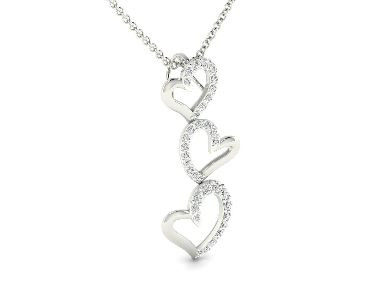 Elegant Triple Heart Necklace with three heart-shaped pendants