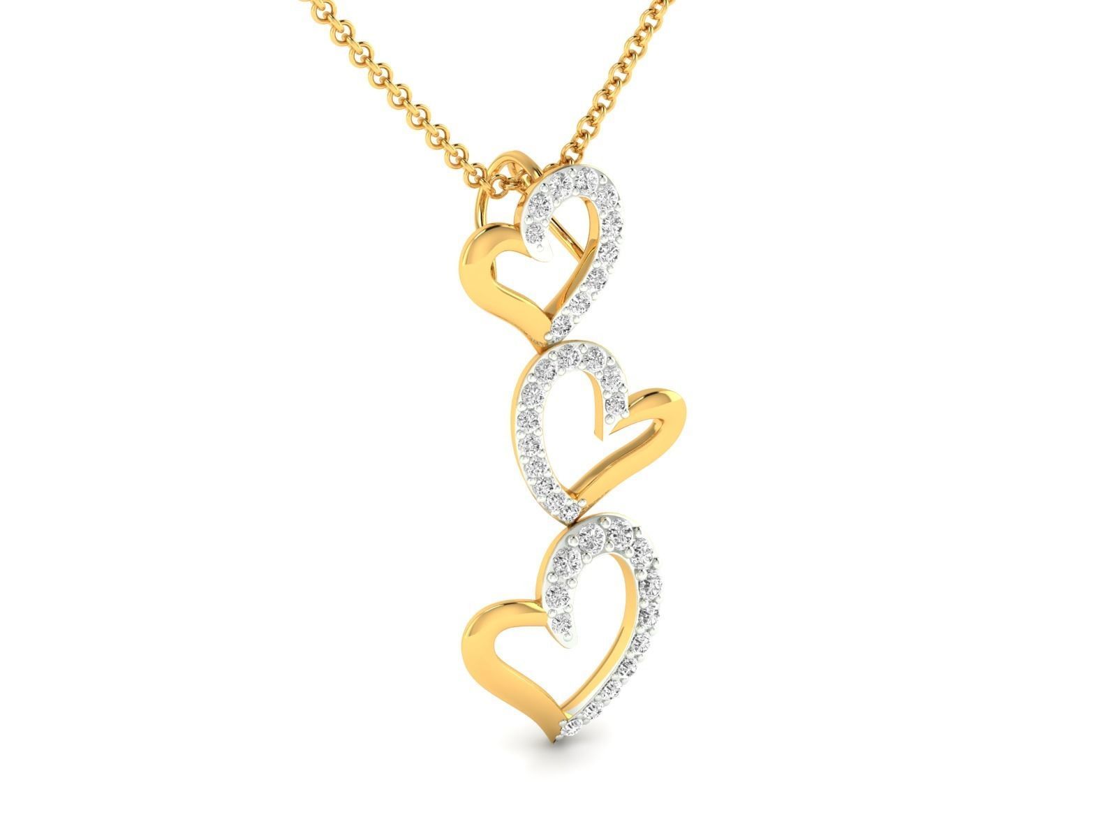 Elegant Triple Heart Necklace with three heart-shaped pendants