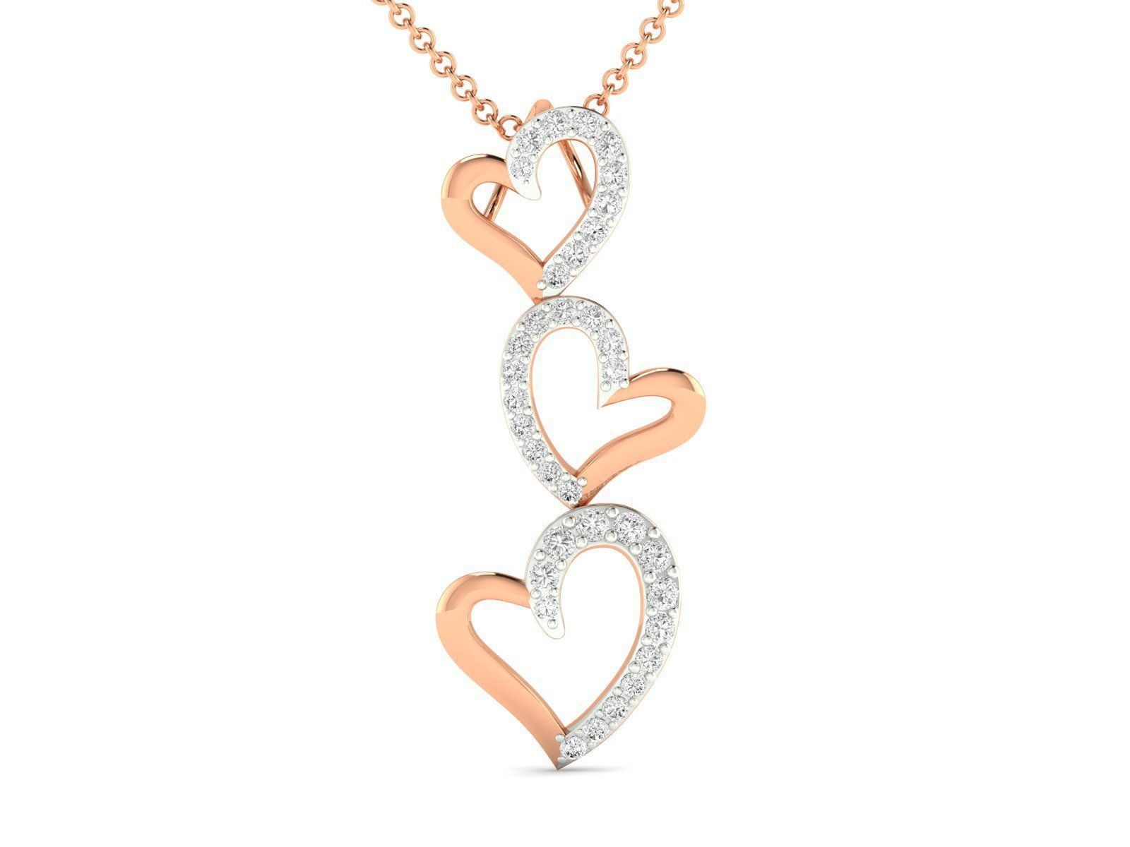 Elegant Triple Heart Necklace with three heart-shaped pendants