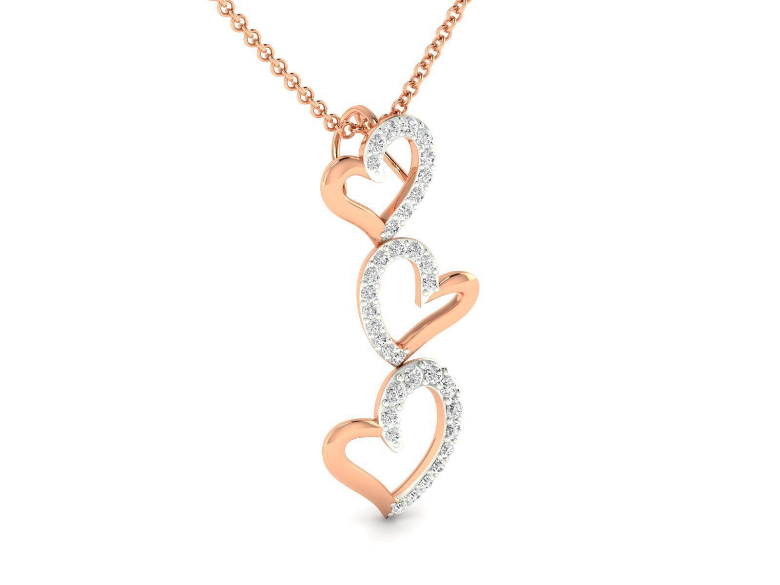 Elegant Triple Heart Necklace with three heart-shaped pendants