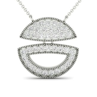 Luminous Geometric Silver Necklace with a radiant geometric design and sparkling accents.