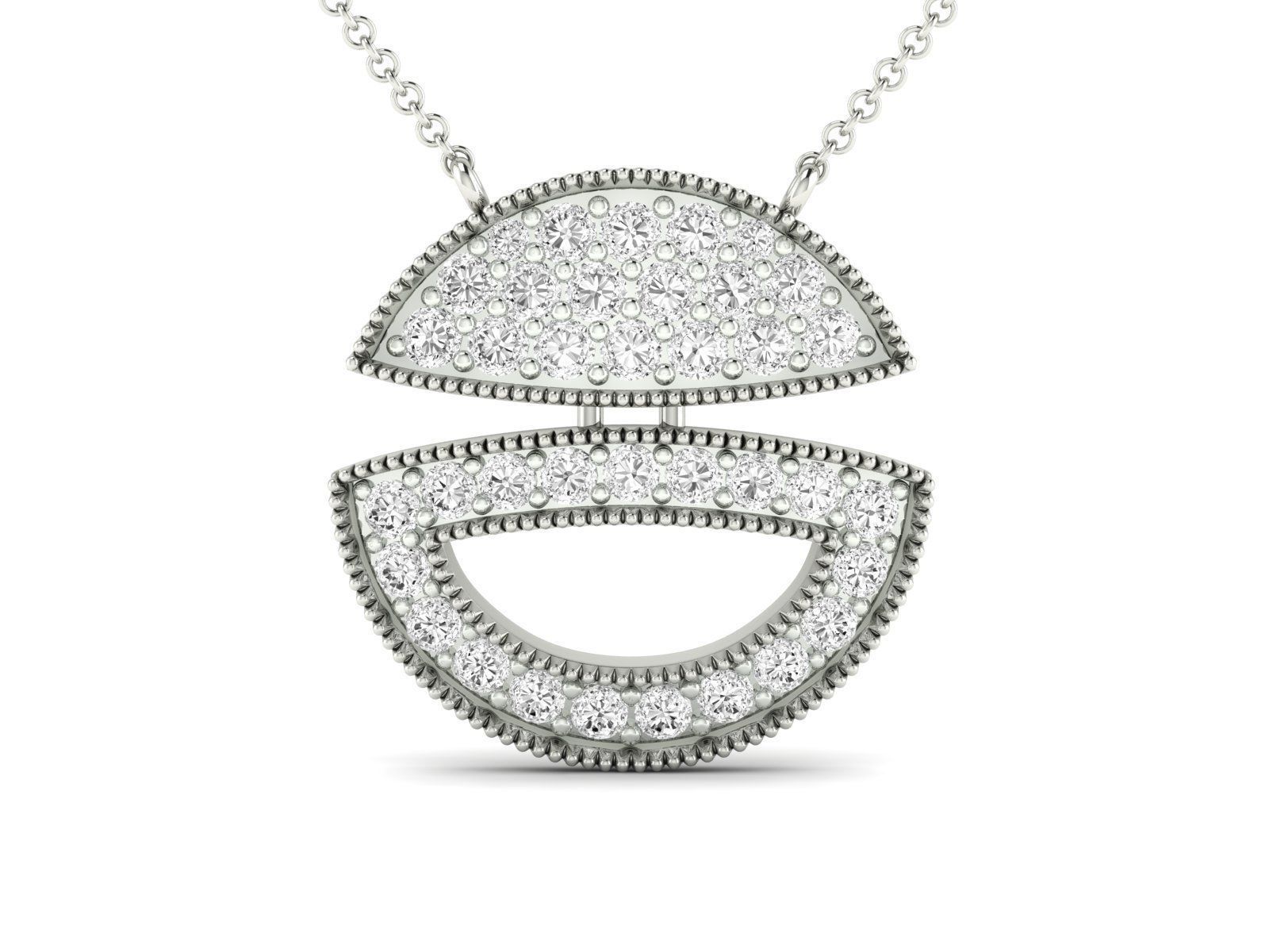 HFS-N051 (15) Luminous Geometric Silver Necklace with a radiant geometric design and sparkling accents.