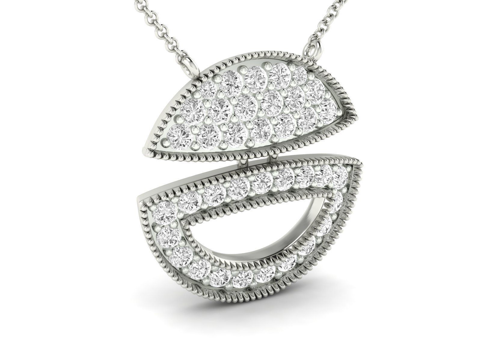 HFS-N051 (17) Luminous Geometric Silver Necklace with a radiant geometric design and sparkling accents.