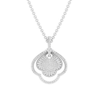 Ornate Petal Silver Necklace with intricate petal design and sparkling details.