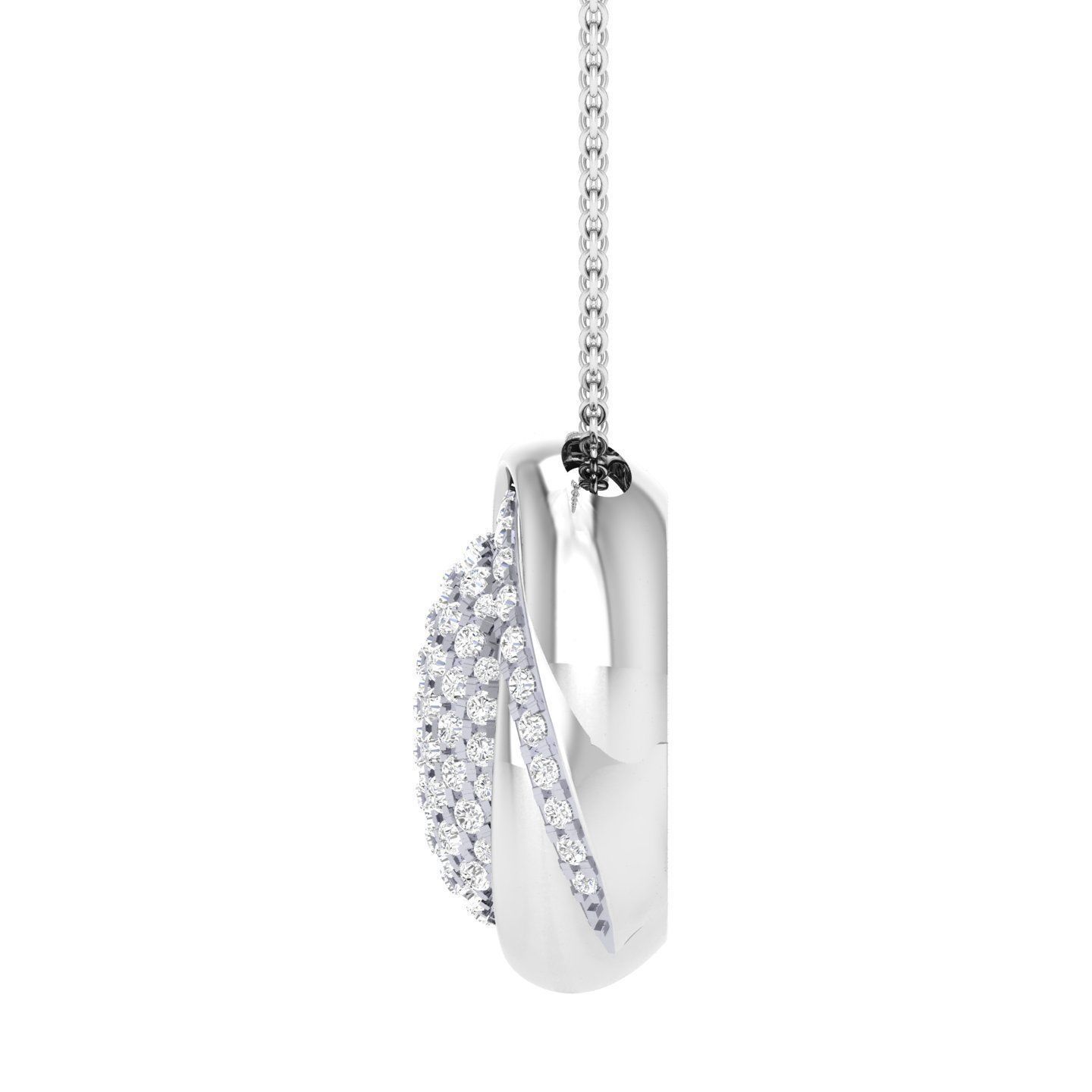 Radiant Silver Oval Necklace with a sparkling oval-shaped pendant encrusted with shimmering stones.