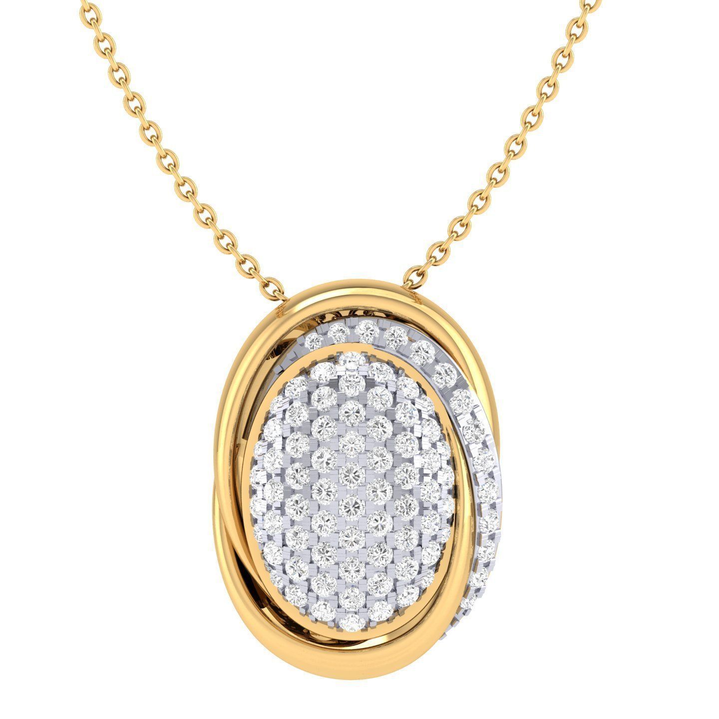 Radiant Silver Oval Necklace with a sparkling oval-shaped pendant encrusted with shimmering stones.