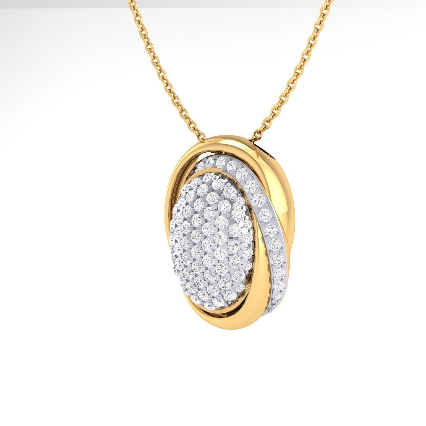 Radiant Silver Oval Necklace with a sparkling oval-shaped pendant encrusted with shimmering stones.