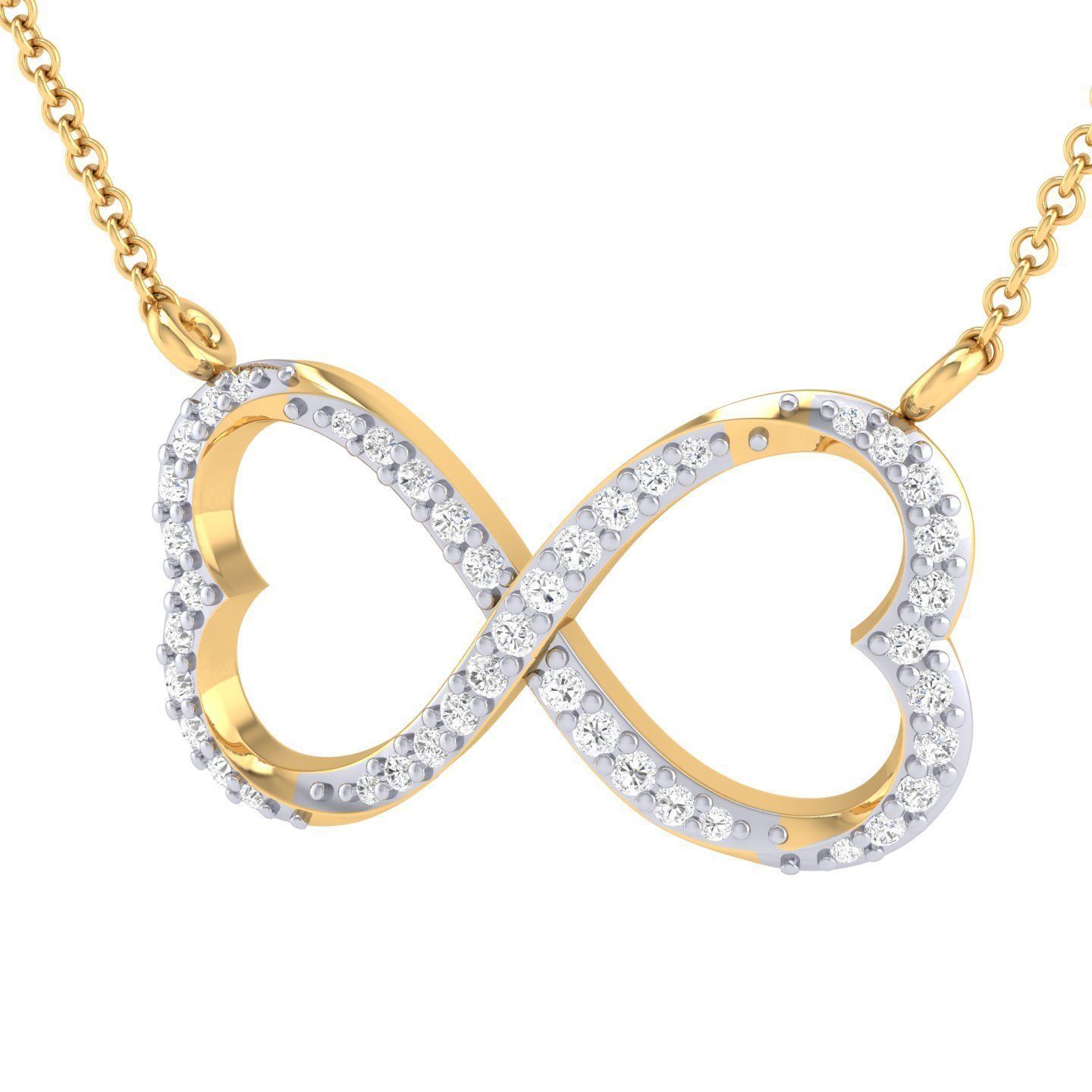 Sparkling Infinity Heart Necklace featuring an intertwined heart and infinity symbol with radiant stones.