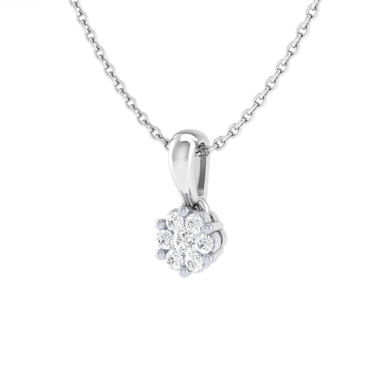 Gleaming Silver Cluster Necklace featuring a dazzling cluster of radiant silver stones.