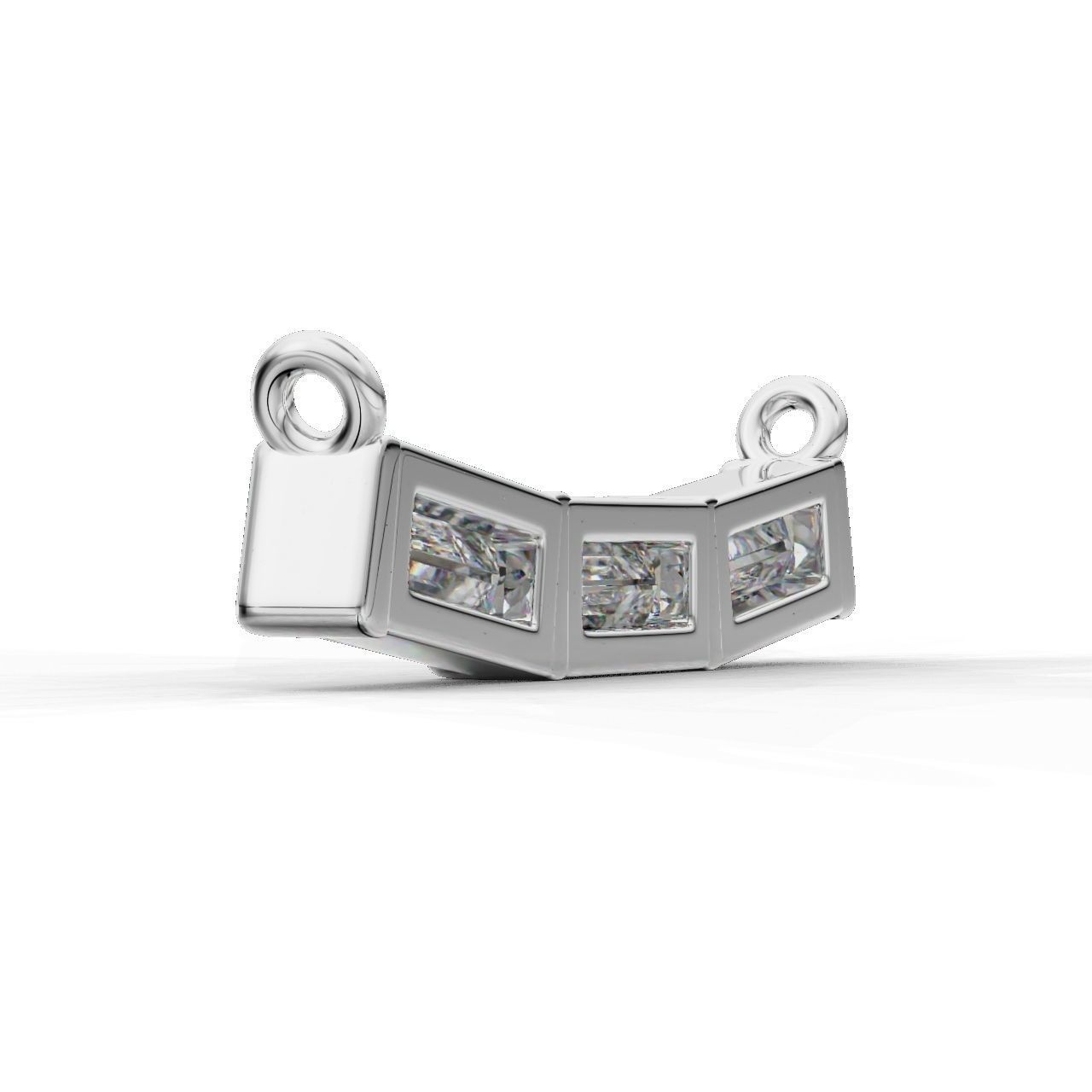 Radiant Baguette Silver Pendant with sleek baguette-cut stones in sterling silver.