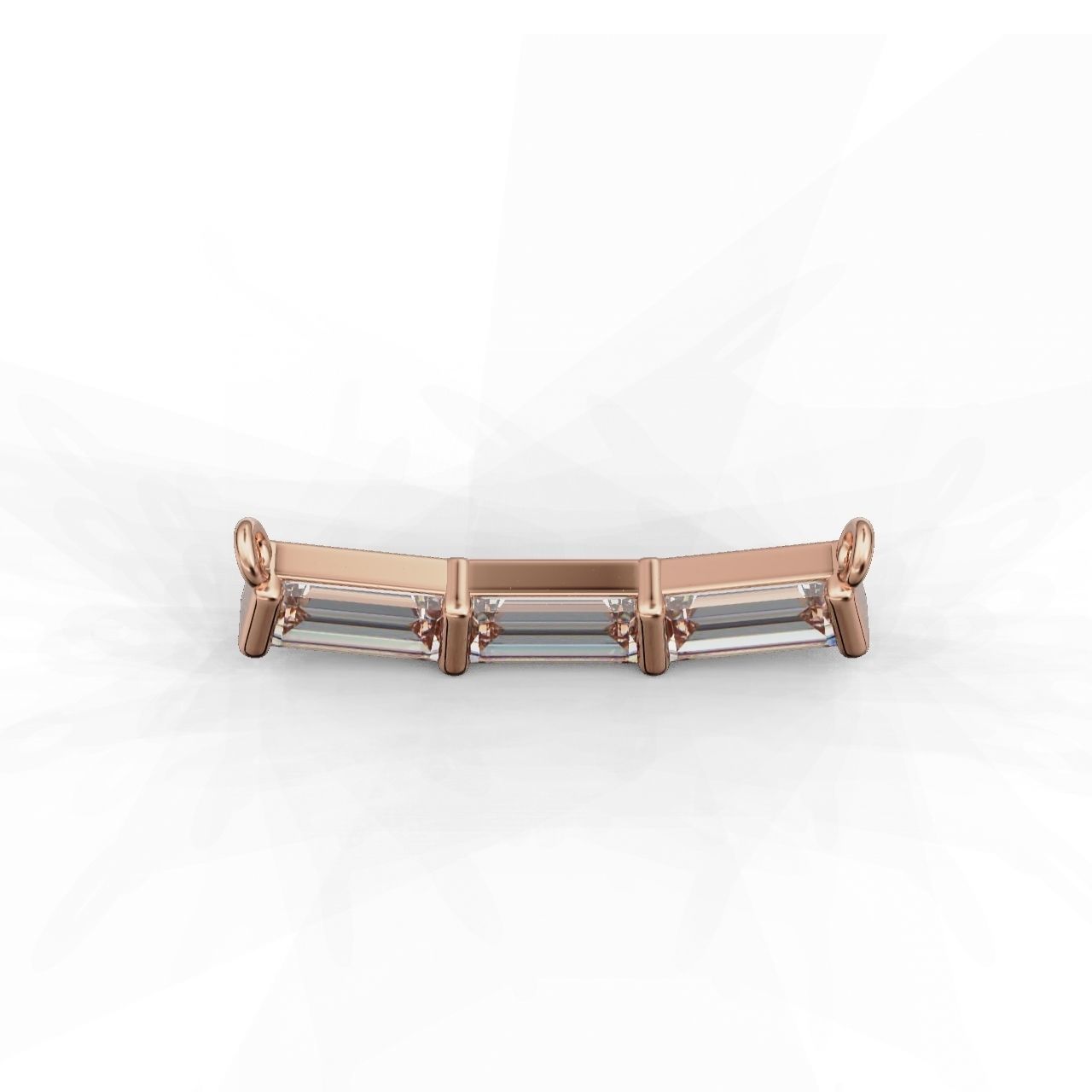 Radiant Baguette Silver Pendant with sleek baguette-cut stones in sterling silver.