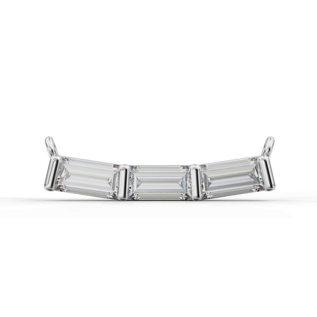 Radiant Baguette Silver Pendant with sleek baguette-cut stones in sterling silver.