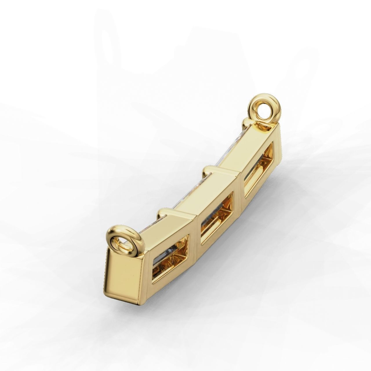 Radiant Baguette Silver Pendant with sleek baguette-cut stones in sterling silver.