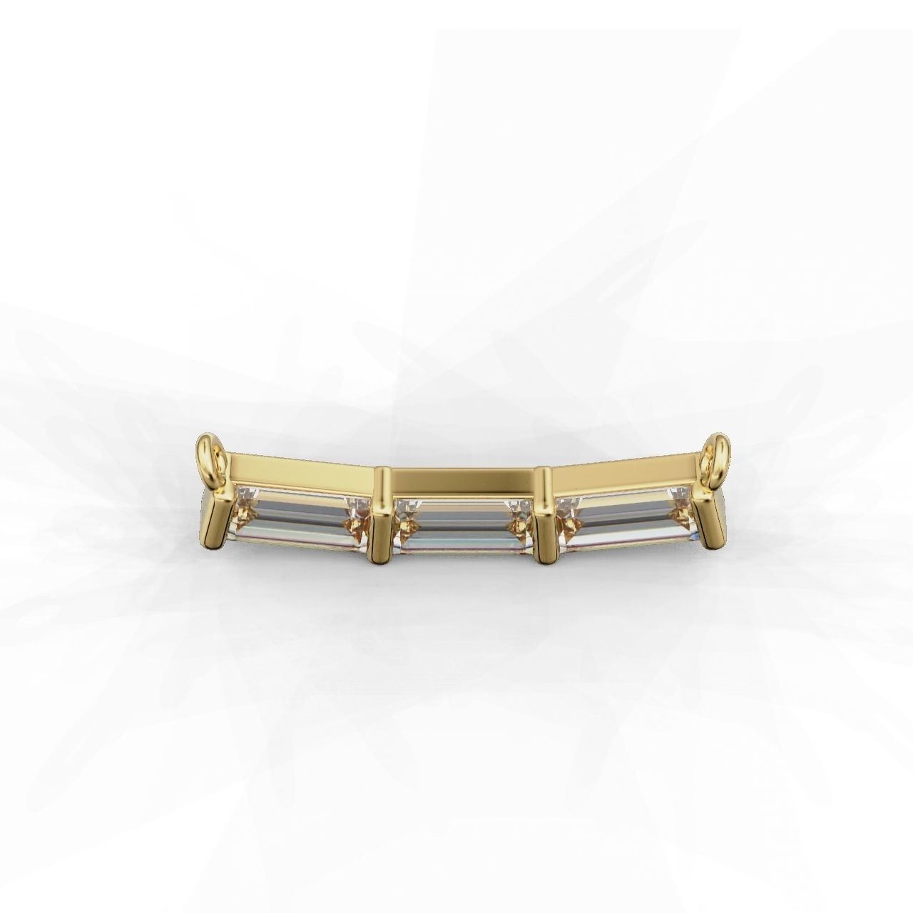 Radiant Baguette Silver Pendant with sleek baguette-cut stones in sterling silver.