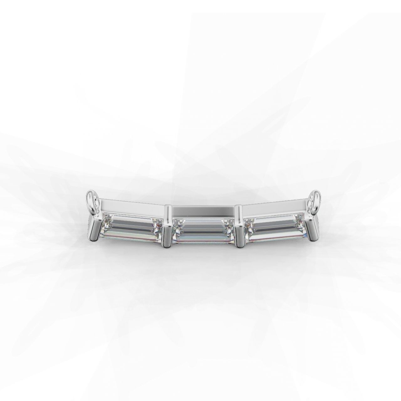 Radiant Baguette Silver Pendant with sleek baguette-cut stones in sterling silver.