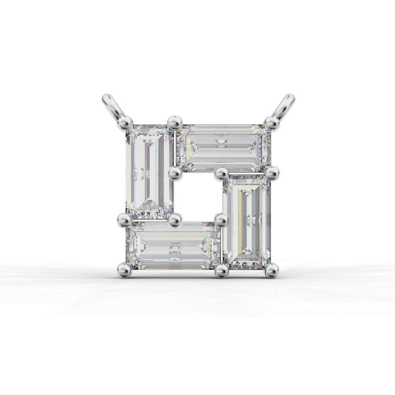Rectangular Prismatic Silver Pendant with a sleek design and radiant prismatic stone.