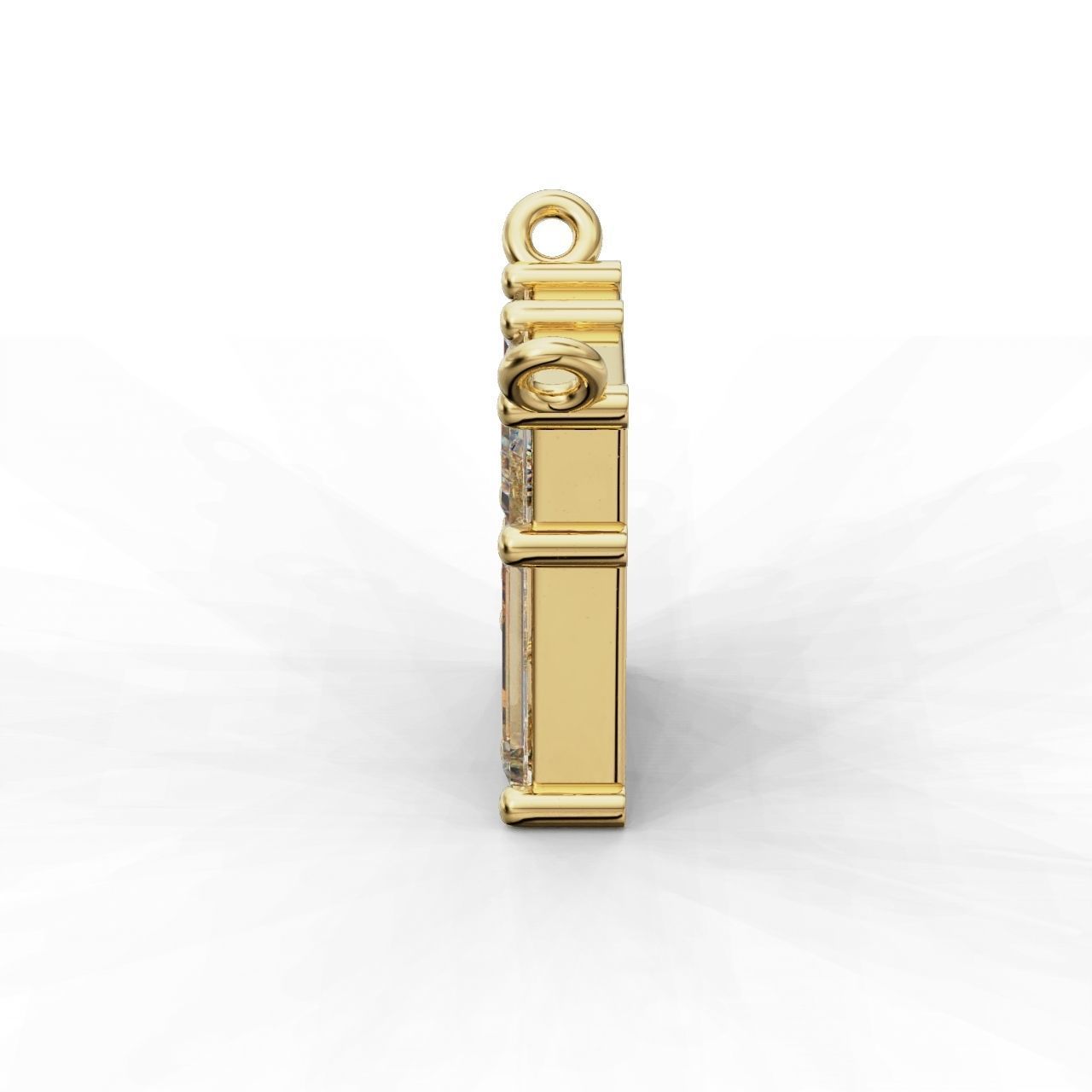 Rectangular Prismatic Silver Pendant with a sleek design and radiant prismatic stone.