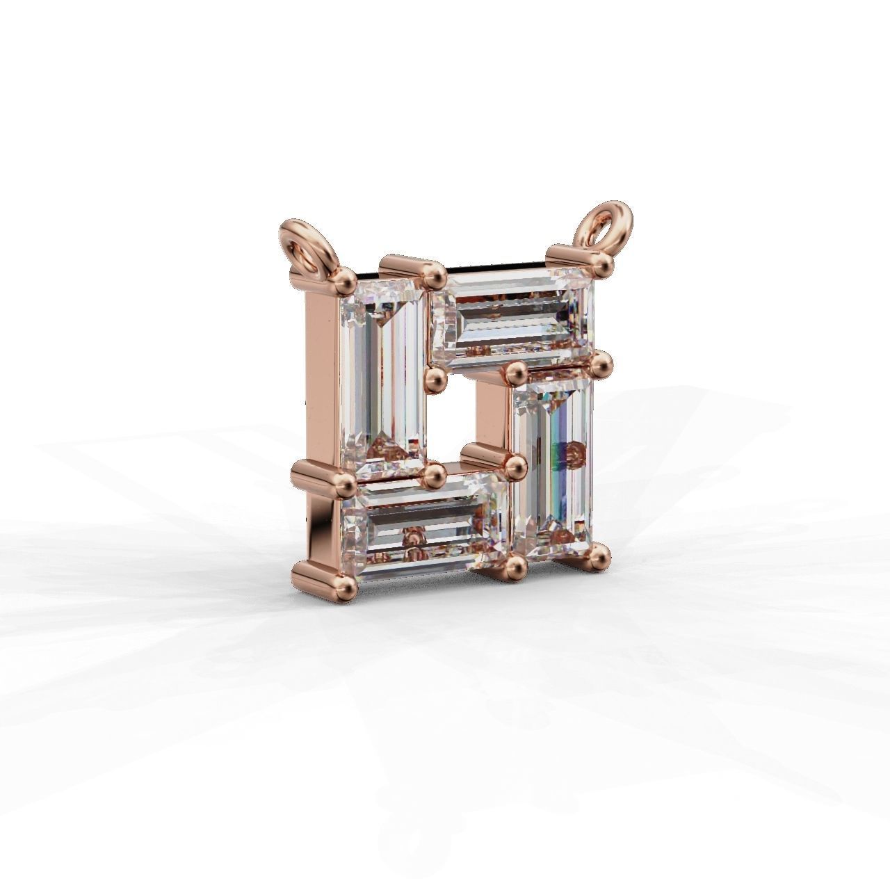 Rectangular Prismatic Silver Pendant with a sleek design and radiant prismatic stone.