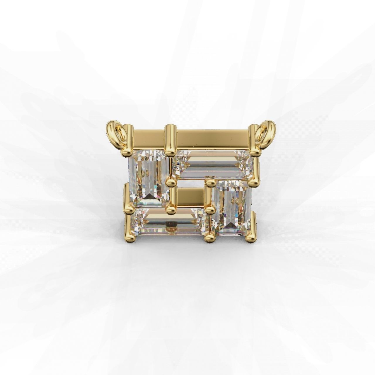 Rectangular Prismatic Silver Pendant with a sleek design and radiant prismatic stone.