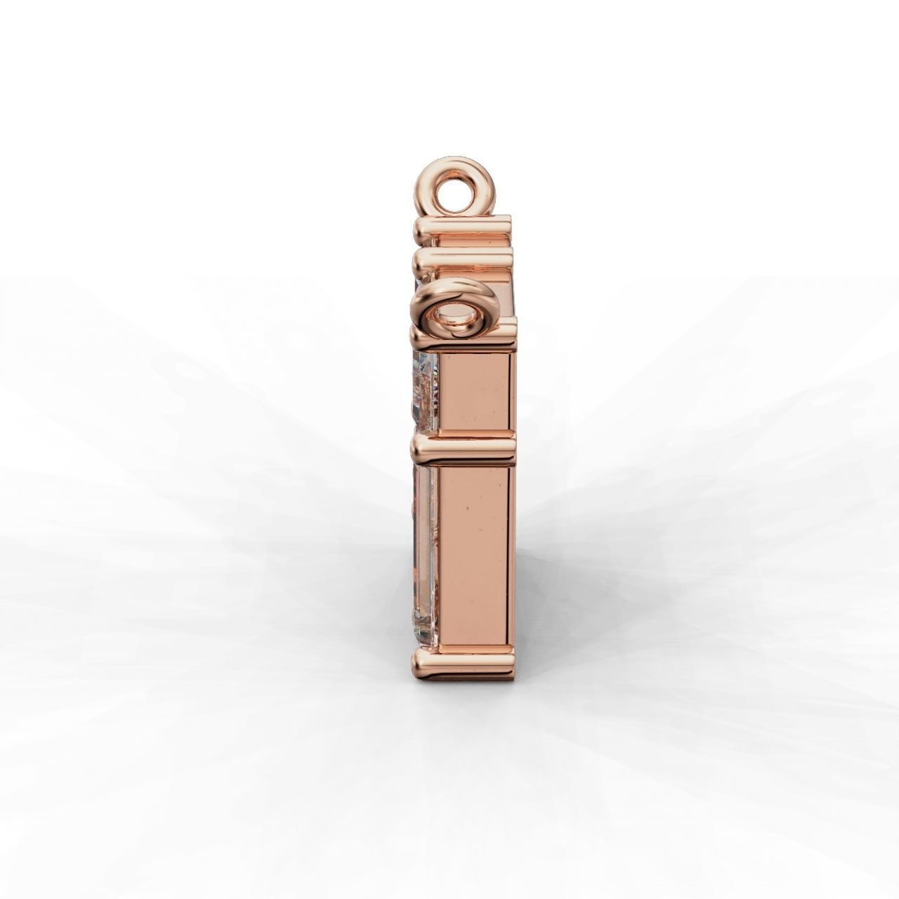 Rectangular Prismatic Silver Pendant with a sleek design and radiant prismatic stone.