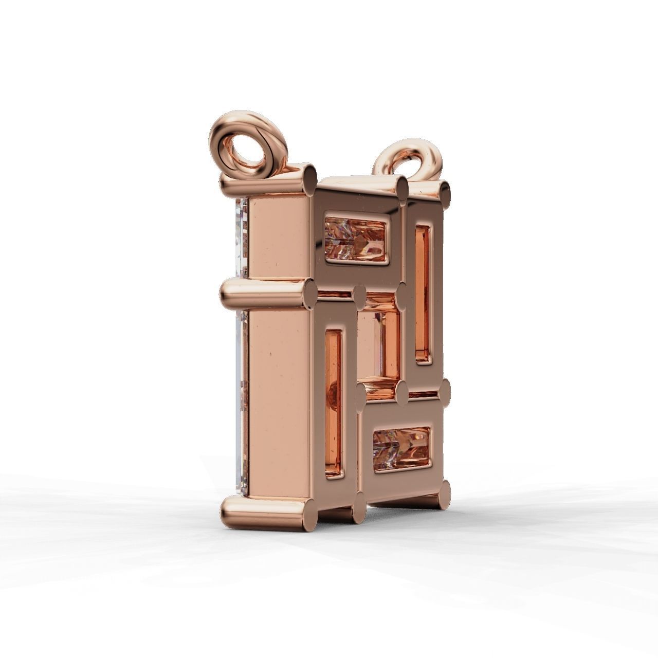 Rectangular Prismatic Silver Pendant with a sleek design and radiant prismatic stone.