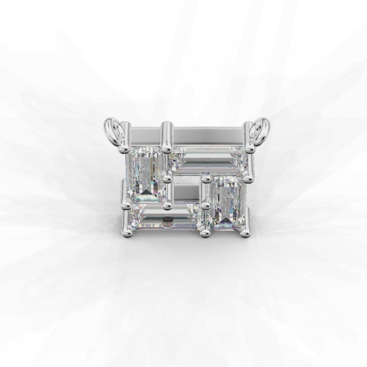 Rectangular Prismatic Silver Pendant with a sleek design and radiant prismatic stone.