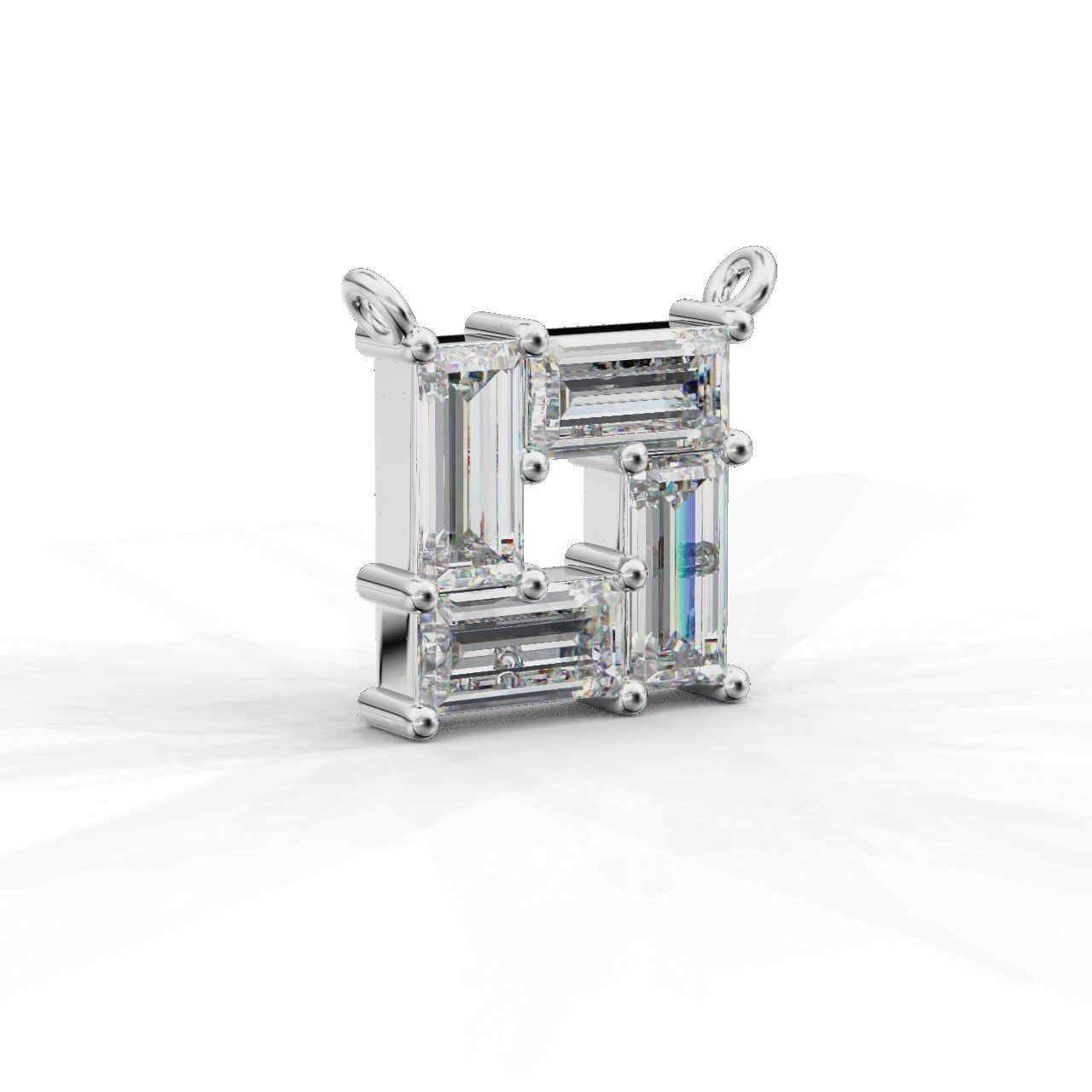 Rectangular Prismatic Silver Pendant with a sleek design and radiant prismatic stone.