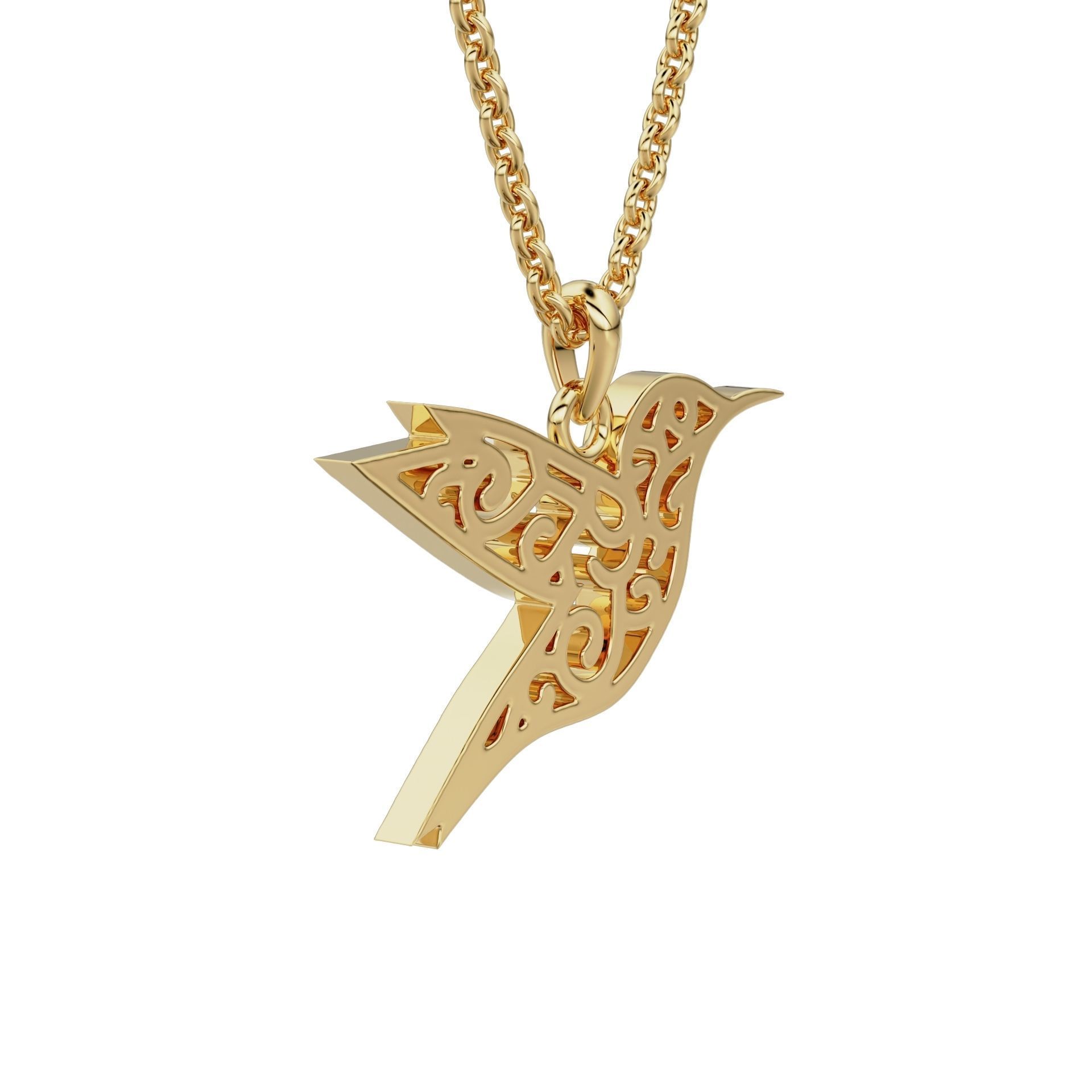 HFS-P022 (1) Elegant bird-shaped silver pendant with intricate cutout design, crafted from high-quality Silver 925.