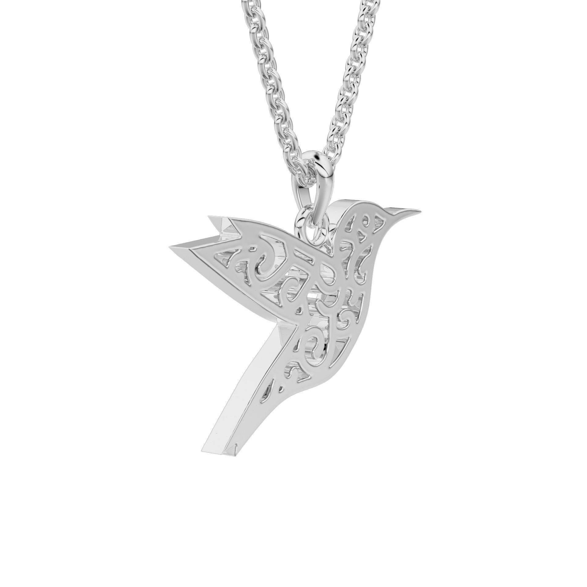 HFS-P022 (3) Elegant bird-shaped silver pendant with intricate cutout design, crafted from high-quality Silver 925.