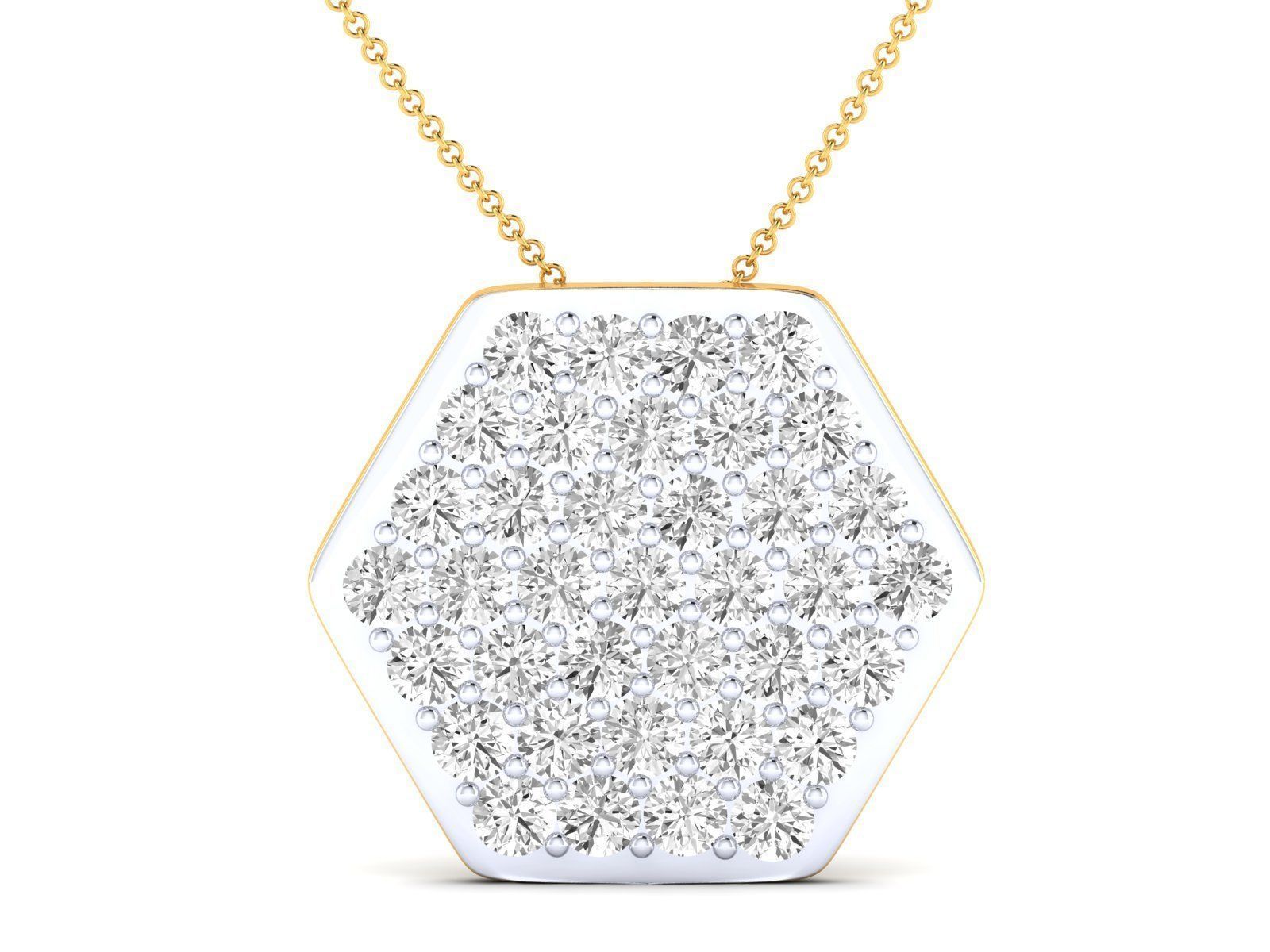 HFS-P025 (8) Radiant Hexagon Silver Pendant with a dazzling hexagonal design in recycled Silver 925.