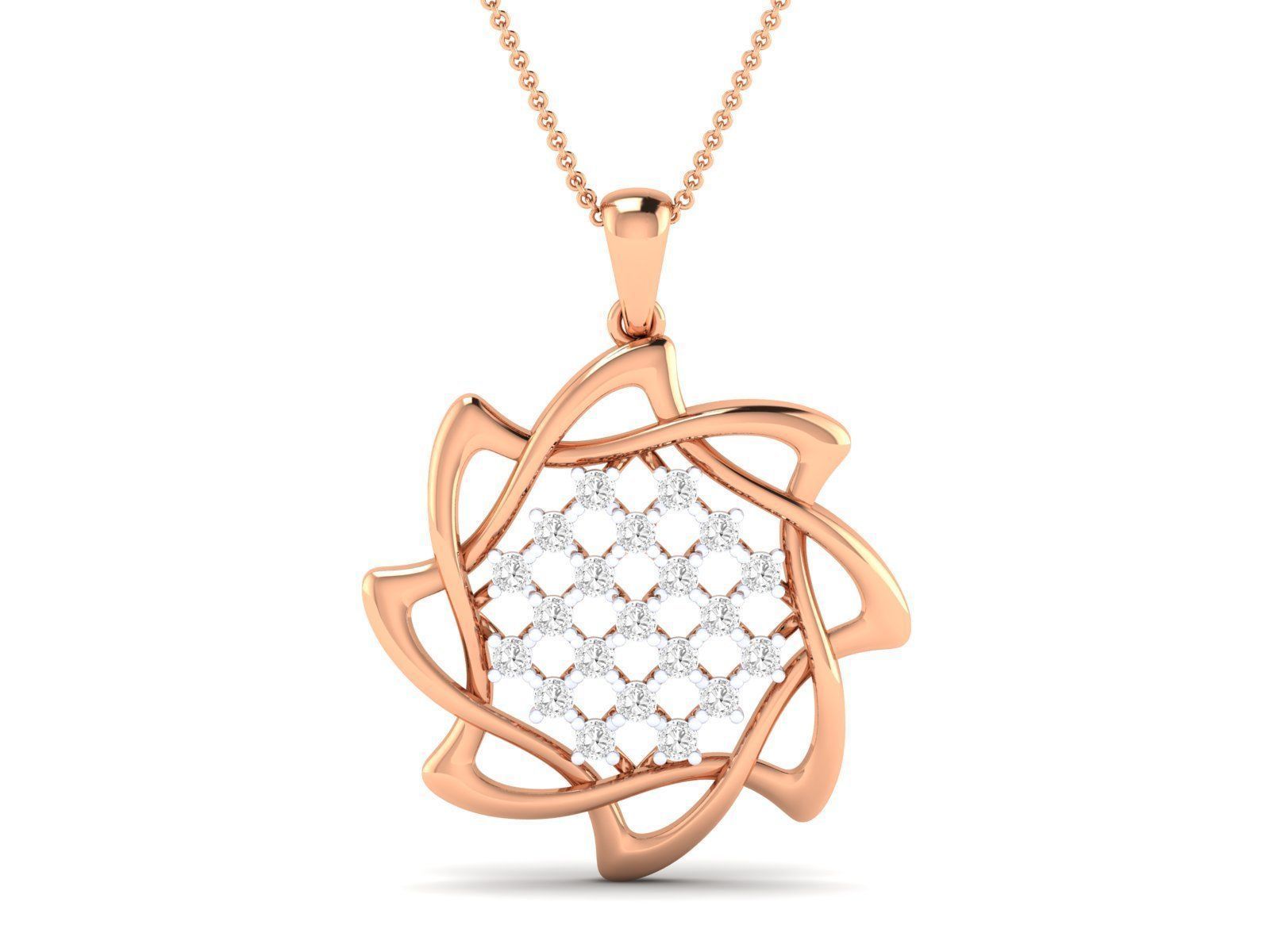 HFS-P030 (5) Radiant Twirl Silver Pendant with elegant twisting design