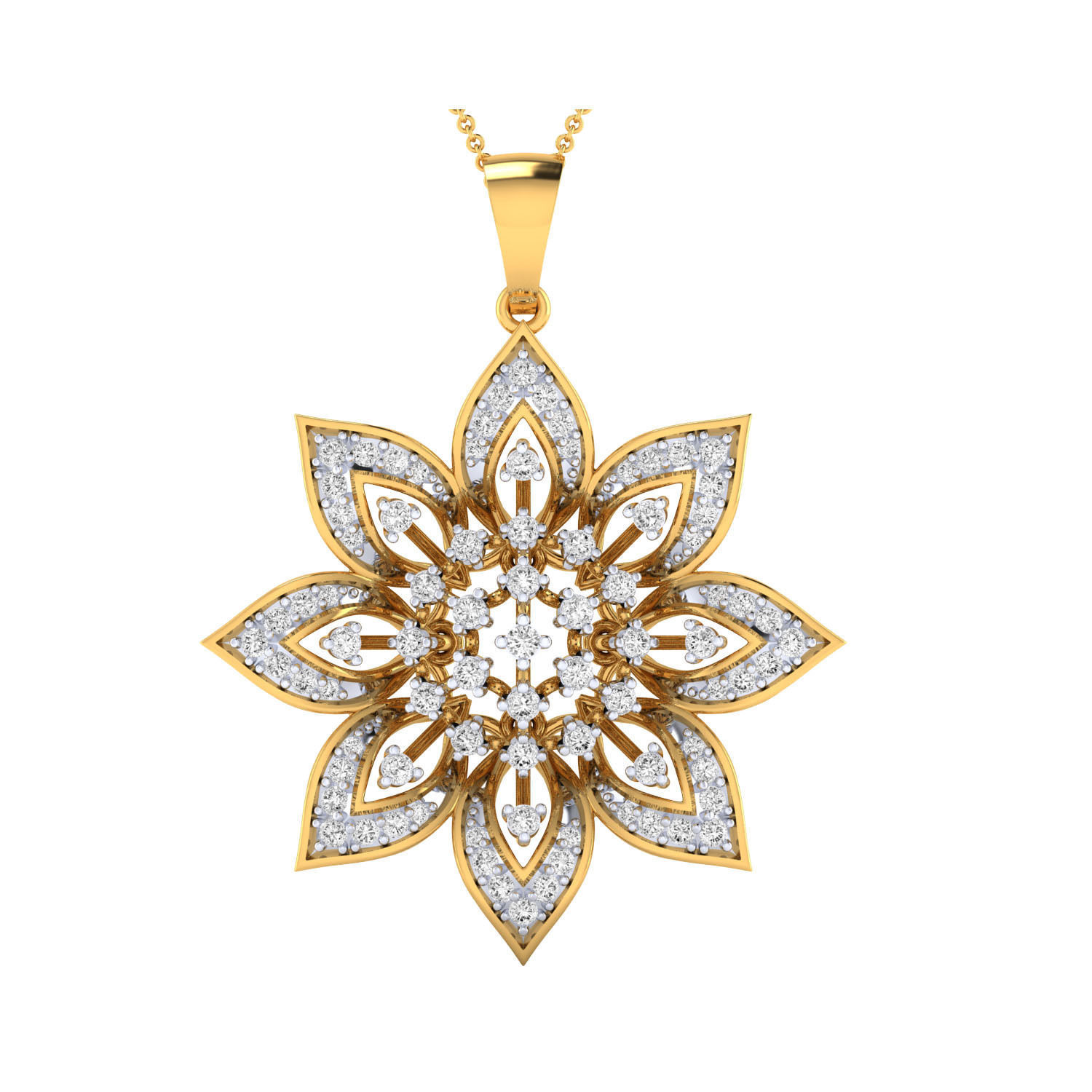 HFS-P032 (3) Floral Sparkle Silver Pendant with a delicate floral design and high-polished finish