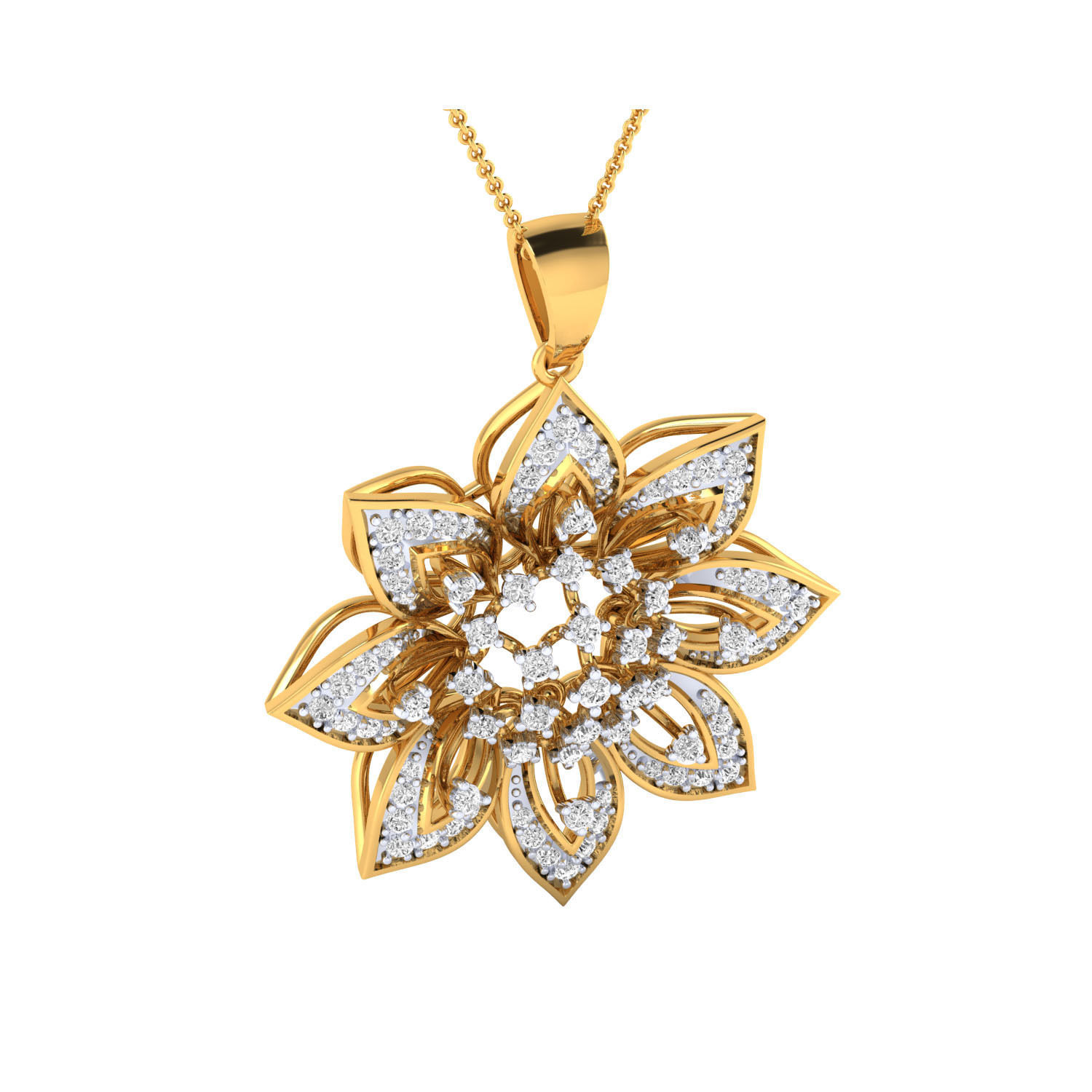 HFS-P032 (4) Floral Sparkle Silver Pendant with a delicate floral design and high-polished finish