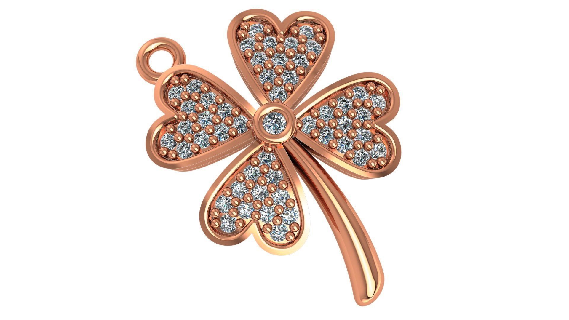 Sparkling Heart Clover Silver Pendant: High-polished Silver 925 with a charming heart and clover design, featuring elegant sparkle and detail.