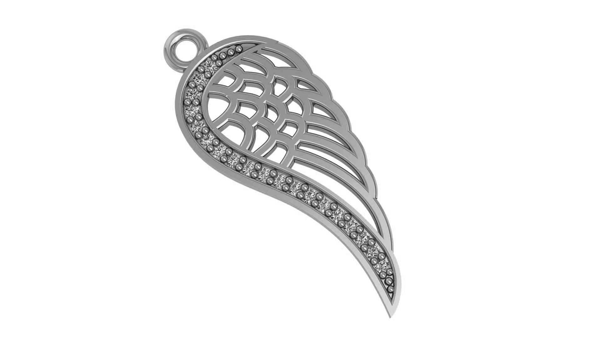 HFS-P036 (3) Radiant Wing Silver Pendant: High-polished Silver 925 pendant with an elegant wing design, adding a touch of sophistication and charm.