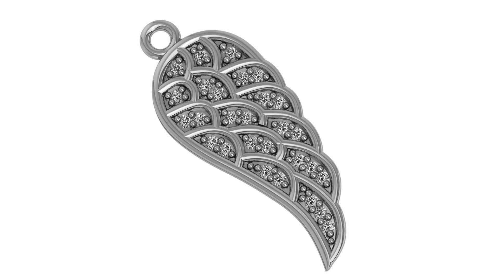 Sterling silver pendant featuring a sparkling wing design.